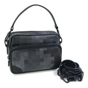 Louis Vuitton Nile Shoulder Bag M14988 Black Damouflage Canvas Handbag Crossb...